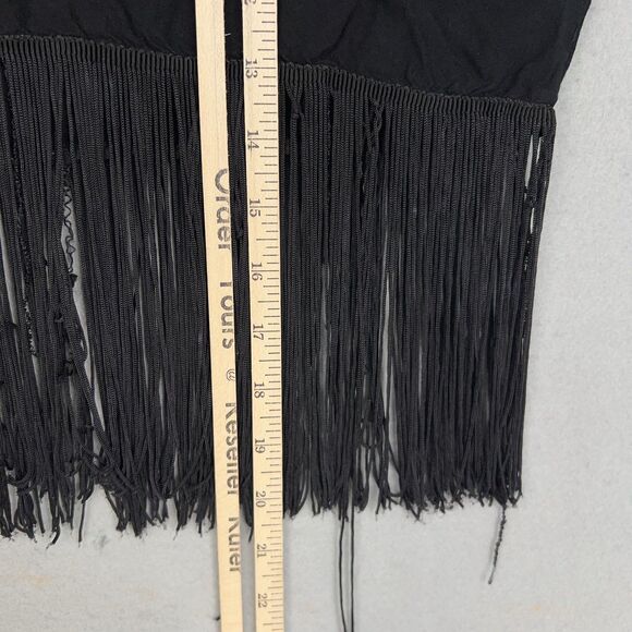 Earthbound Trading Crop Top Womens Large Black Embroidered Fringe Boho Western - Picture 9 of 9